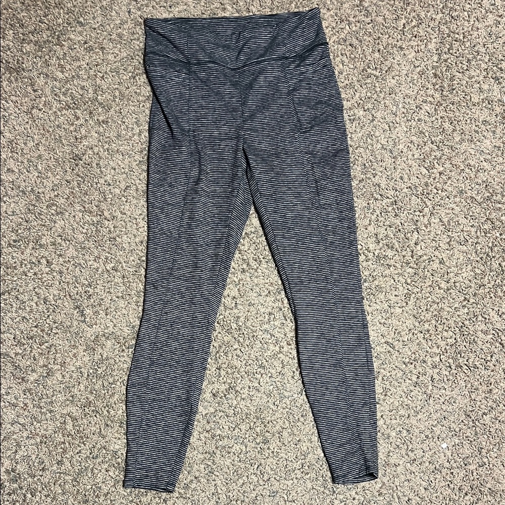 Toad&Co Charcoal and White Striped Leggings